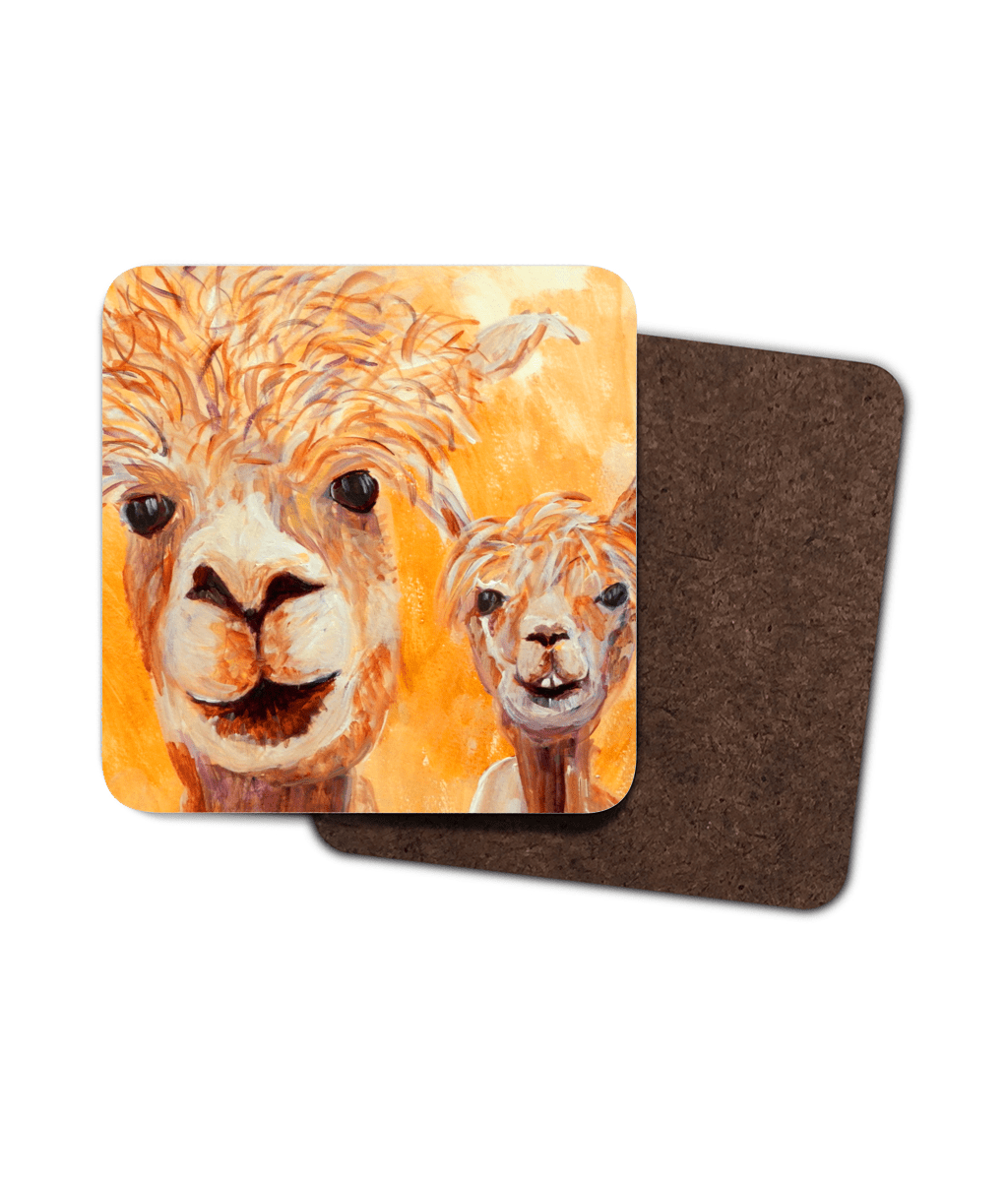 Orange Alpaca Hardboard Coasters | Caroline Skinner Art